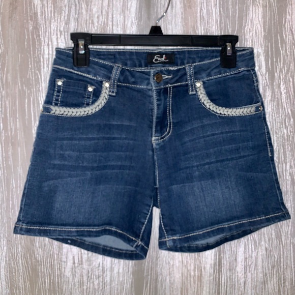 Dark Blue medium length jean shorts - Picture 1 of 4